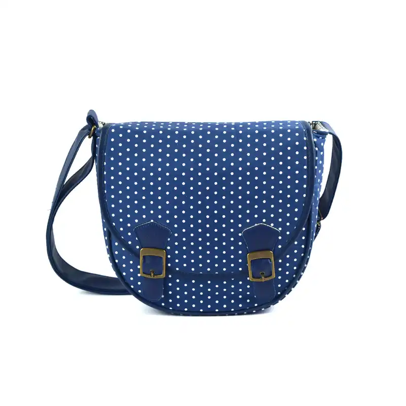 ست کیف و کفش زنانه مدل خالدار رنگ سرمه ای