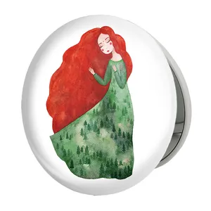 آینه جیبی خندالو طرح دخترونه مدل تاشو کد 5478 