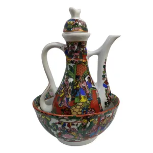 ست کاسه و گلاب پاش چینی طرح گل و مرغ