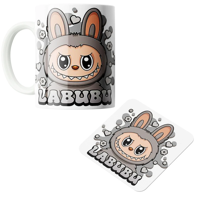 ماگ پاد آفرین مدل لبوبو کد z120 به همراه زیر لیوانی