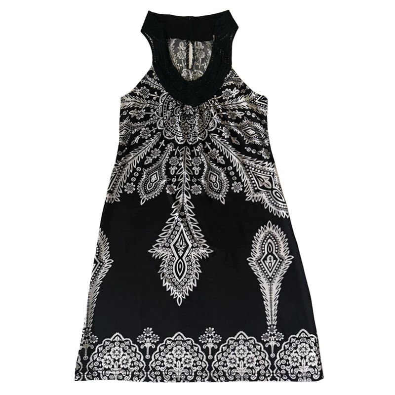 پیراهن بدون آستین یقه هفت دخترانه مدل بوهو طرح سنتی