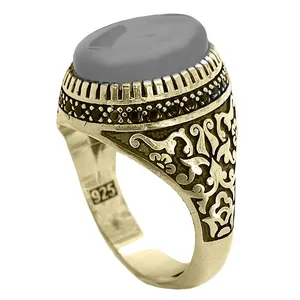 انگشتر نقره مردانه مدل عقیق کبود یمنی کد ME4018