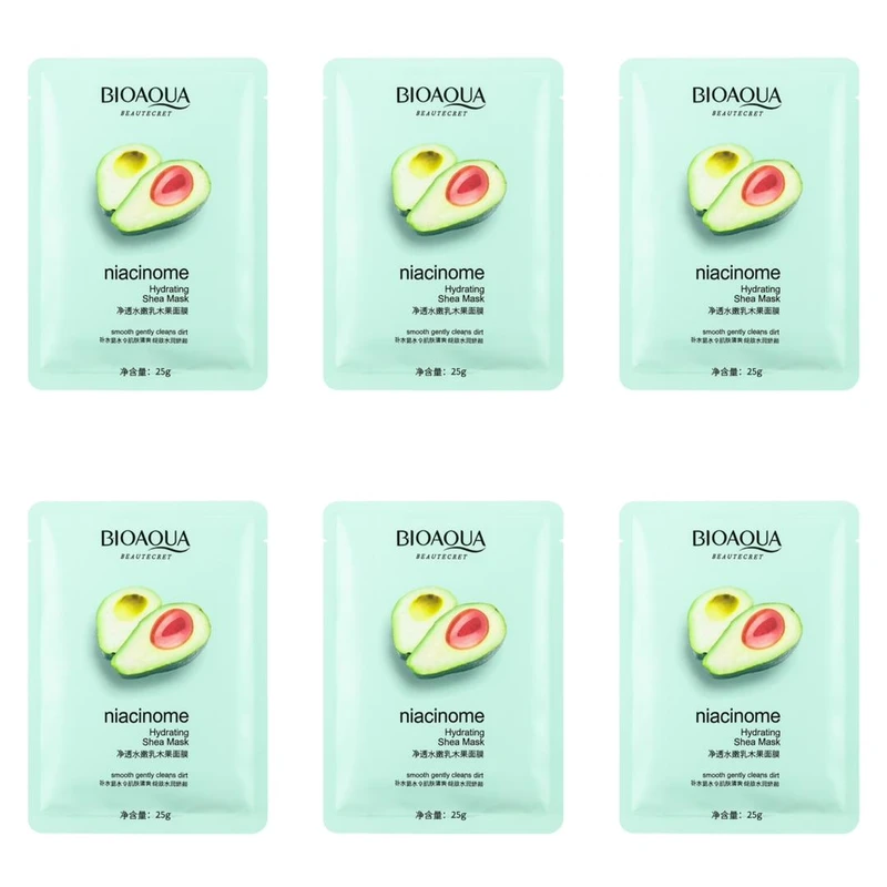 ماسک صورت بی آکوا مدل آوواکادو مناسب برای انواع پوست وزن 25 گرم بسته 6 عددی