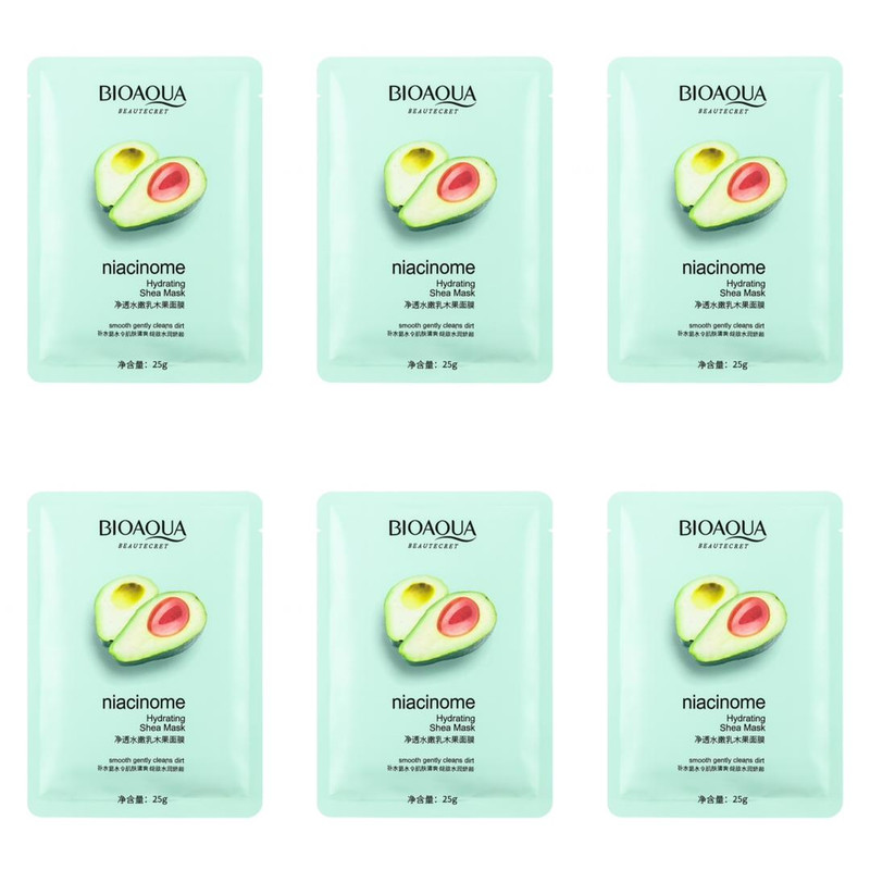 ماسک صورت بی آکوا مدل آوواکادو مناسب برای انواع پوست وزن 25 گرم بسته 6 عددی