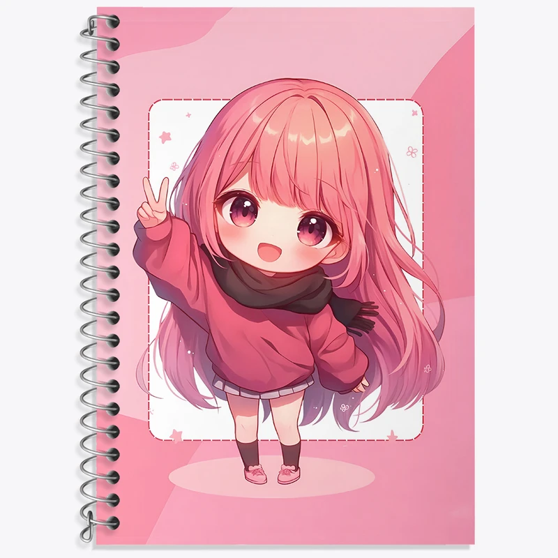 دفتر زبان 50 برگ خندالو مدل سه خط طرح دخترانه کیوت کد N5039