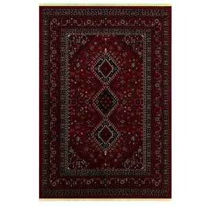 فرش ماشینی 500 شانه فرش رادین زمینه قرمز حاشیه قرمز مدل 4748
