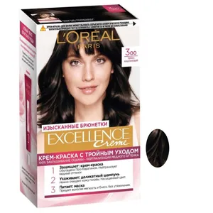 کیت رنگ مو لورآل مدل excellence cream شماره 300 حجم 48 میلی لیتر رنگ قهوه ای تیره