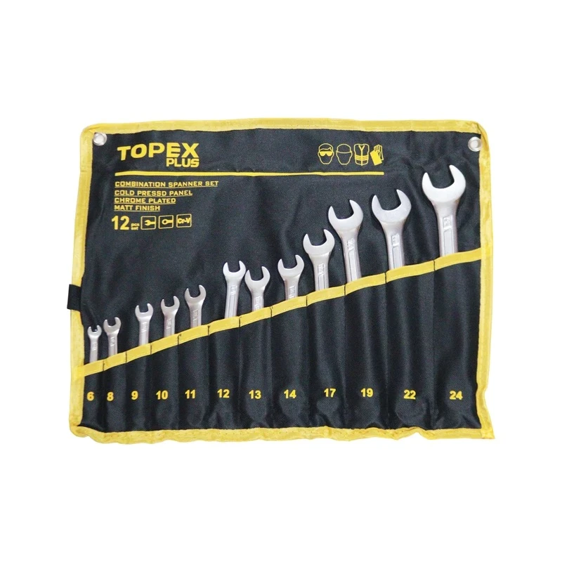 آچار یکسر تخت و یکسر رینگی تاپکس پلاس مدل SMT-TOPEXPLUS-12PCS-6-24MM مجموعه 12 عددی