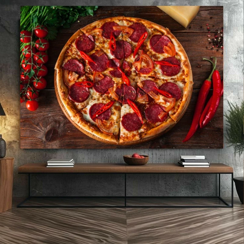 تابلو بوم طرح مخمل پیتزا مدل گوجه زینتی کد BK23316