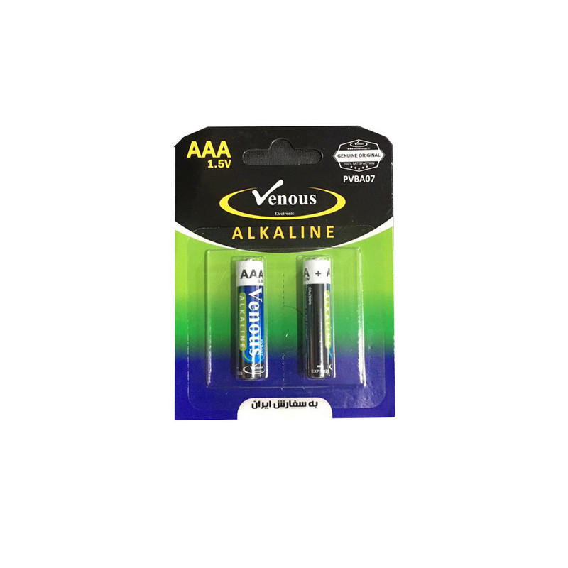 باتری نیم قلمی ونوس مدل Alkaline بسته دو عددی