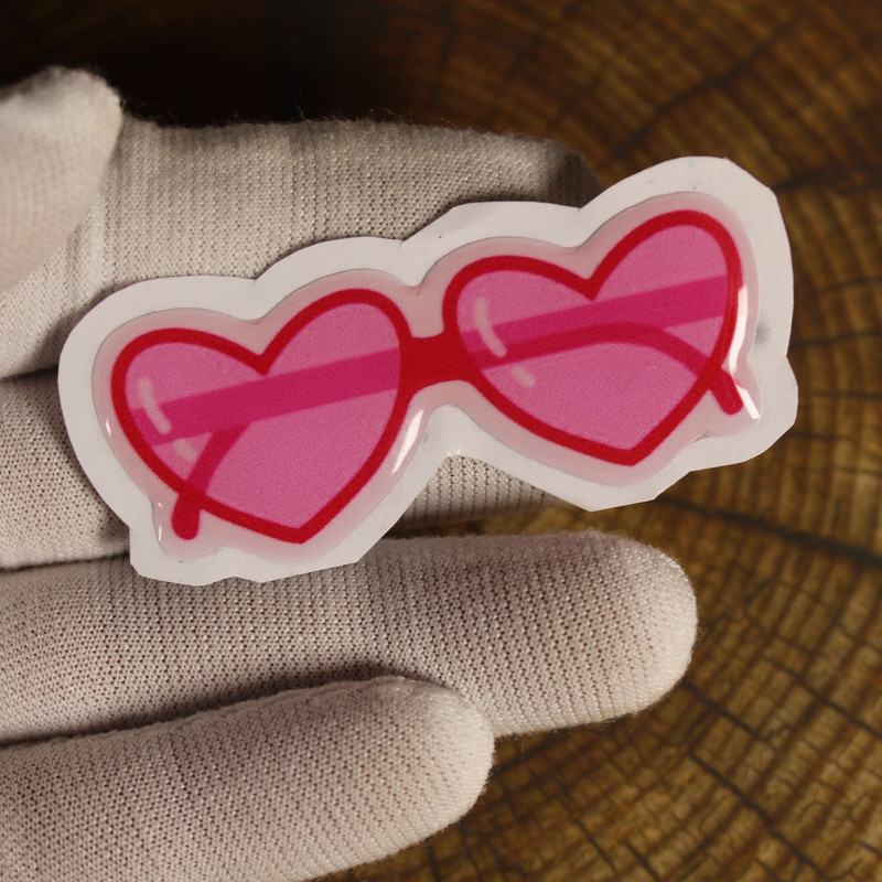 برچسب ژله ای طرح عینک قلبی کد 2/5*6