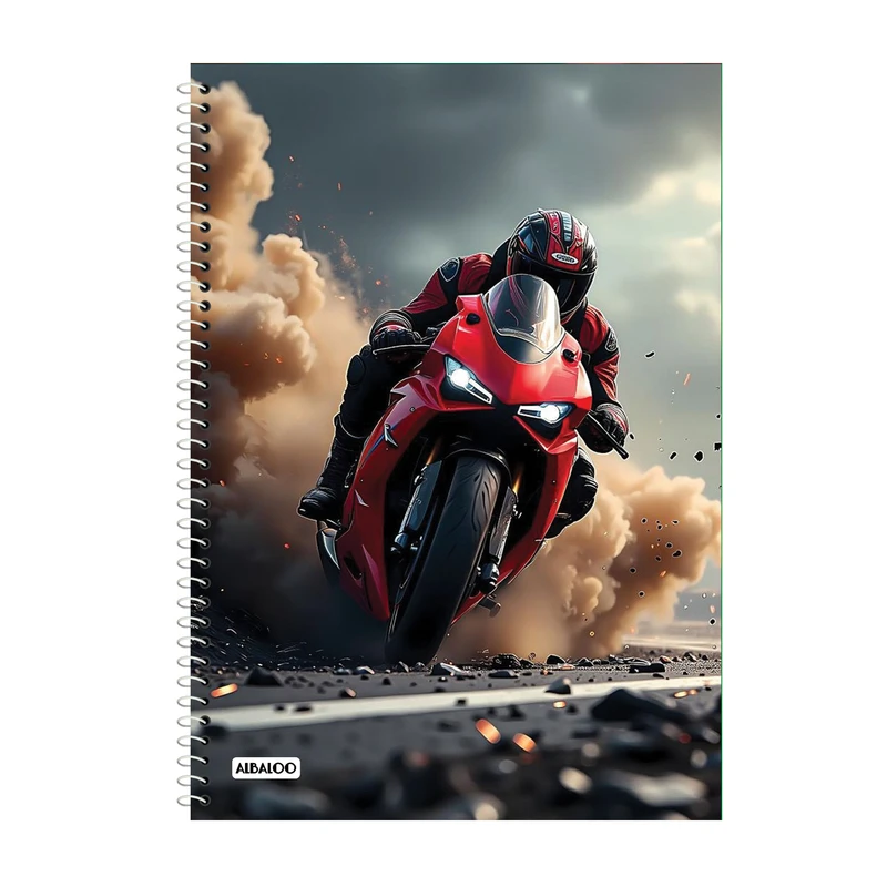 دفتر زبان 100 برگ آلبالو طرح موتور سیکلت کد 2070