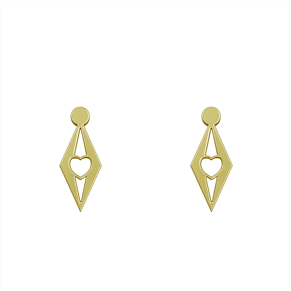 گوشواره طلا 18 عیار زنانه مدوپد مدل لوزی و قلب کد GA1-10178