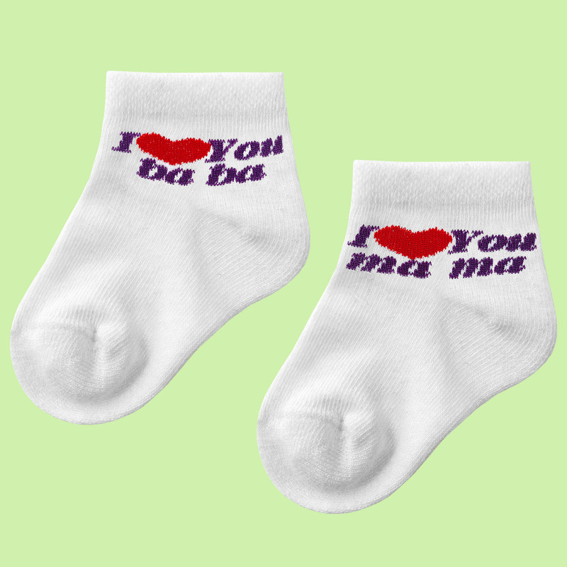 جوراب نوزادی دیزر مدل لاو ماما بابا کد fiory1406