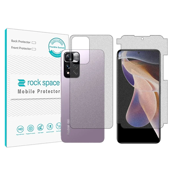 محافظ صفحه نمایش مات راک اسپیس مدل HyMTT مناسب برای گوشی موبایل شیائومی Redmi Note 11 China به همراه محافظ پشت