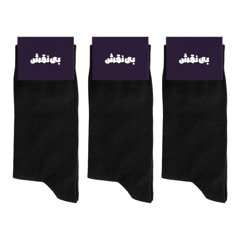 جوراب ساق بلند مردانه بی نقش مدل ساده کد BMJ-300 بسته 3 عددی