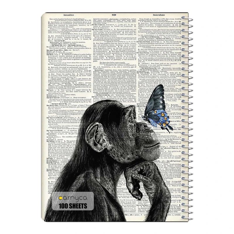 دفتر مشق 100 برگ سیمی کارنیکا طرح روزنامه وینتج حیوانات Vintage Newspaper Animals کد 39704