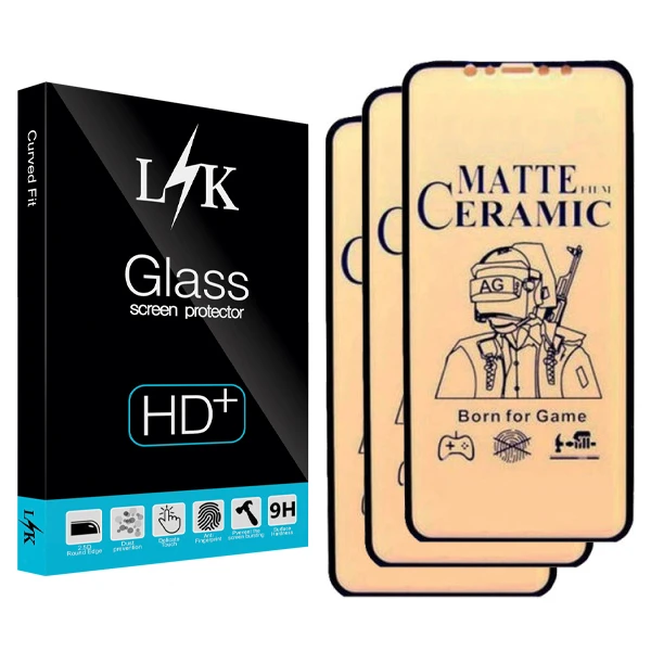 محافظ صفحه نمایش سرامیکی مات ال کی مدل +HD مناسب برای گوشی موبایل اپل iphone xs max/11promax بسته سه عددی