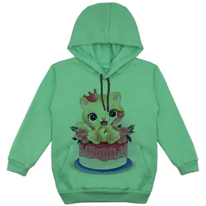 هودی دخترانه مدل گربه و کیک F145 رنگ سبز