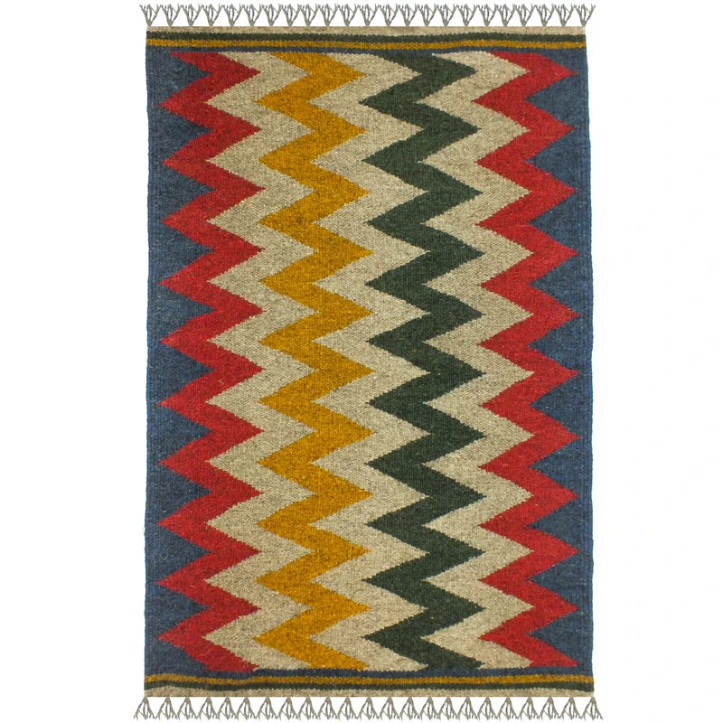 گلیم دستبافت یک متر مدل پادری شیراز کد J69471224 زمینه الوان