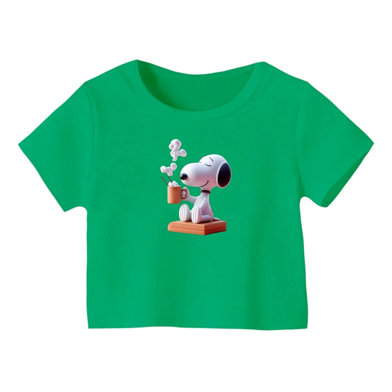 کراپ‌ تی‌شرت آستین کوتاه زنانه مدل اسنوپی کد ۸