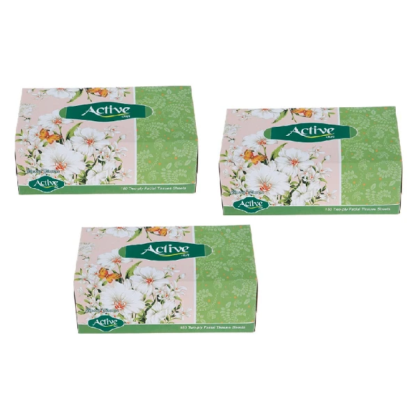 دستمال کاغذی 150 برگ اکتیو مدل A3M9007 بسته 3 عددی
