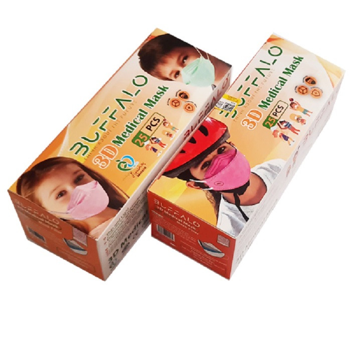 ماسک تنفسی کودک بوفالو مدل 3 بعدی KF94 چهار لایه بسته 25 عددی