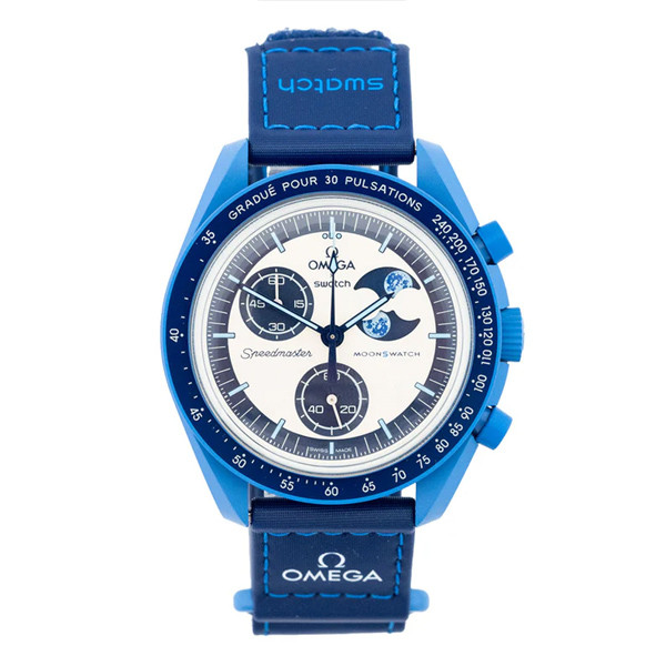 ساعت مچی عقربه‌ای مکانیکی مدل Super Blue Moon Omega x Swatch