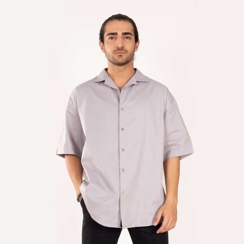پیراهن آستین کوتاه مردانه ان سی نو مدل برلین رنگ طوسی