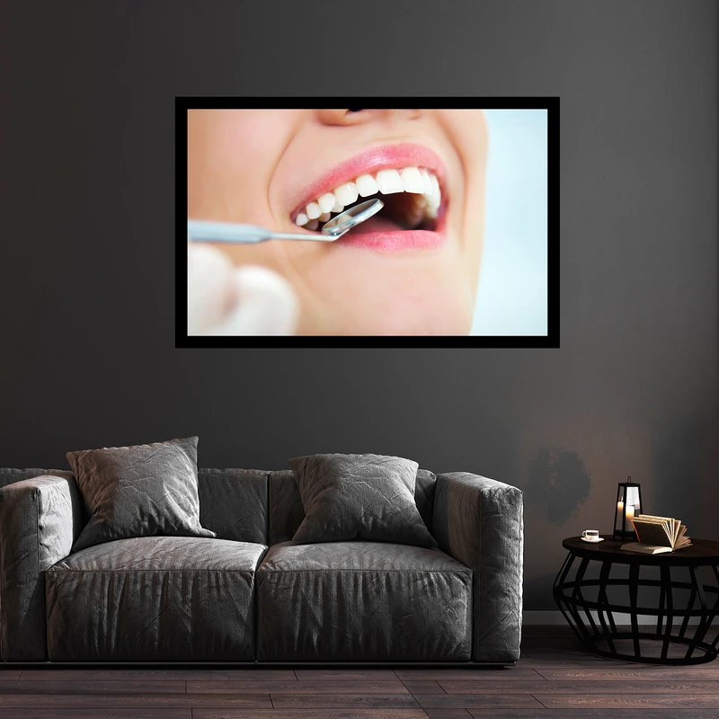 تابلو بکلیت طرح معاینه دندان و دندانپزشکی مدل DY1352 فریم مشکی