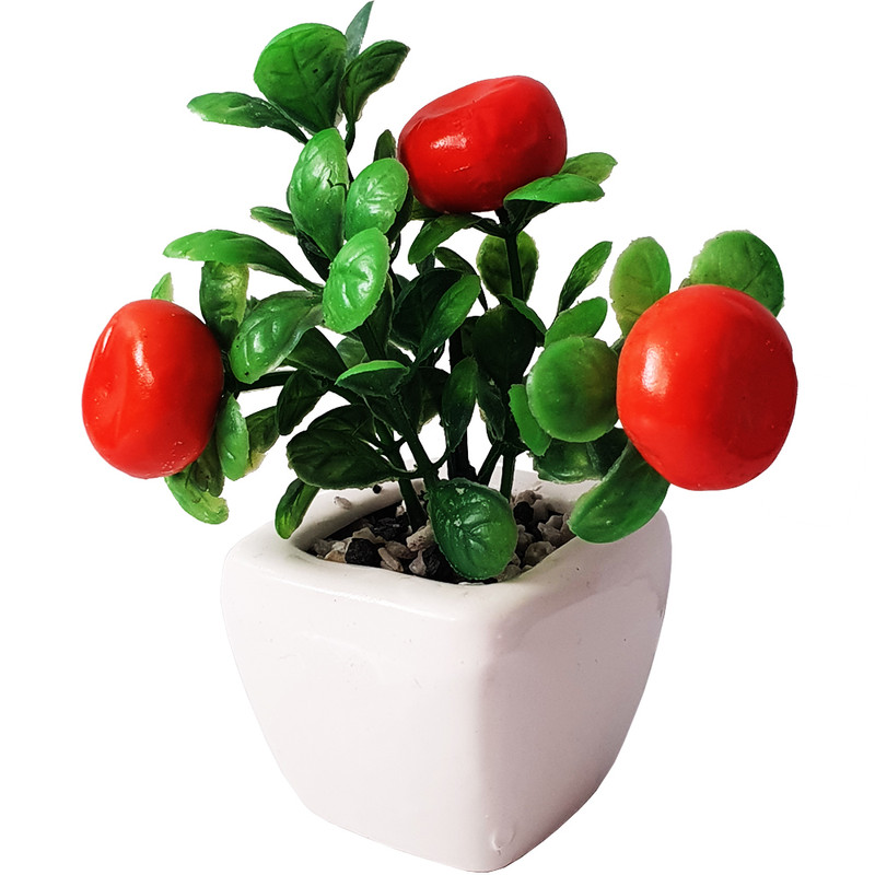 گلدان به همراه گل مصنوعی طرح خرمالو کد 029