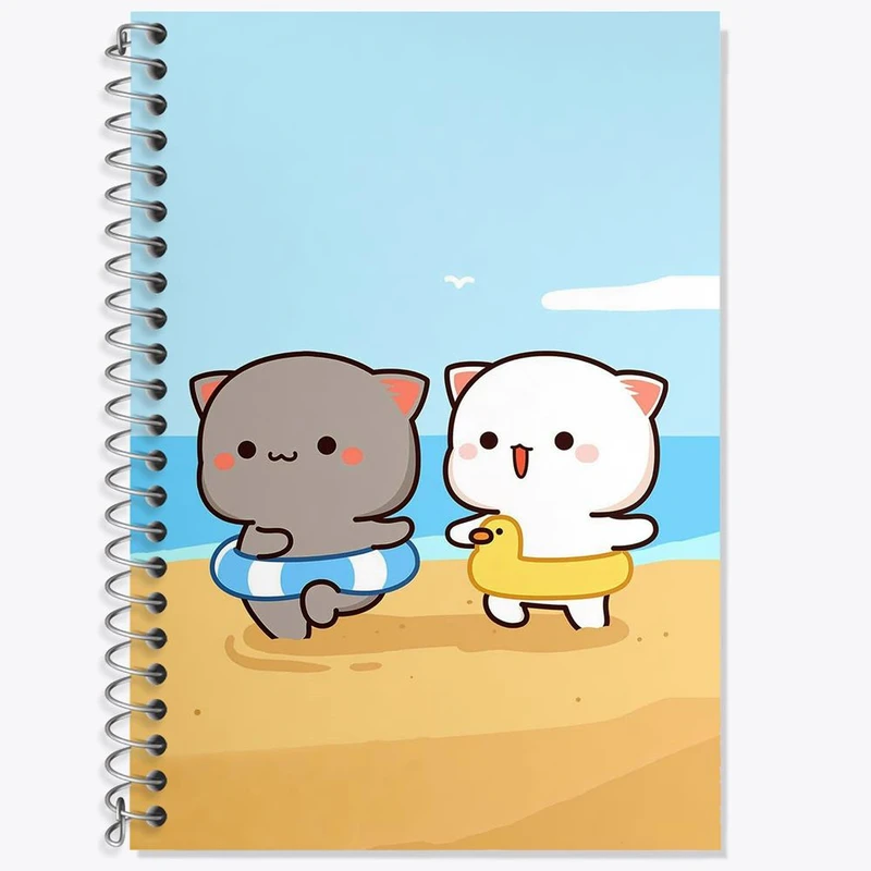 دفتر زبان 50 برگ خندالو مدل دو خط طرح گربه های بامزه کد 22029