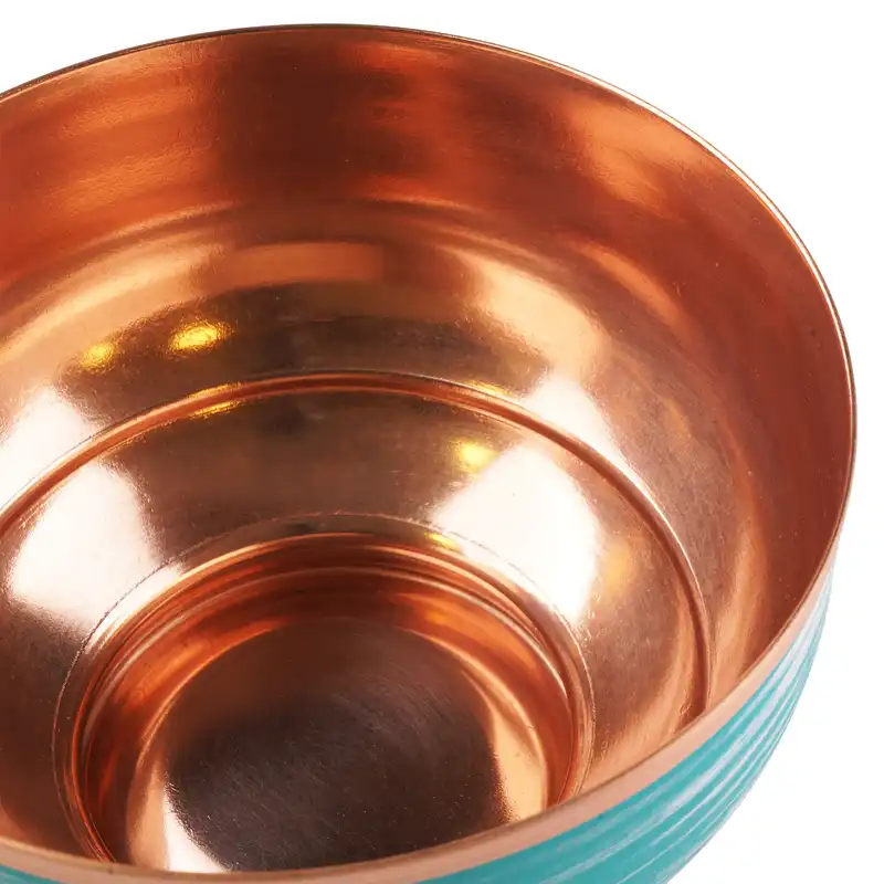 کاسه مسی مدل پایه دار طرح خطی