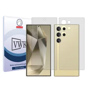 VWK Tough model transparent screen protector suitable for Samsung Galaxy S24 Ultra mobile phone along with the back protector