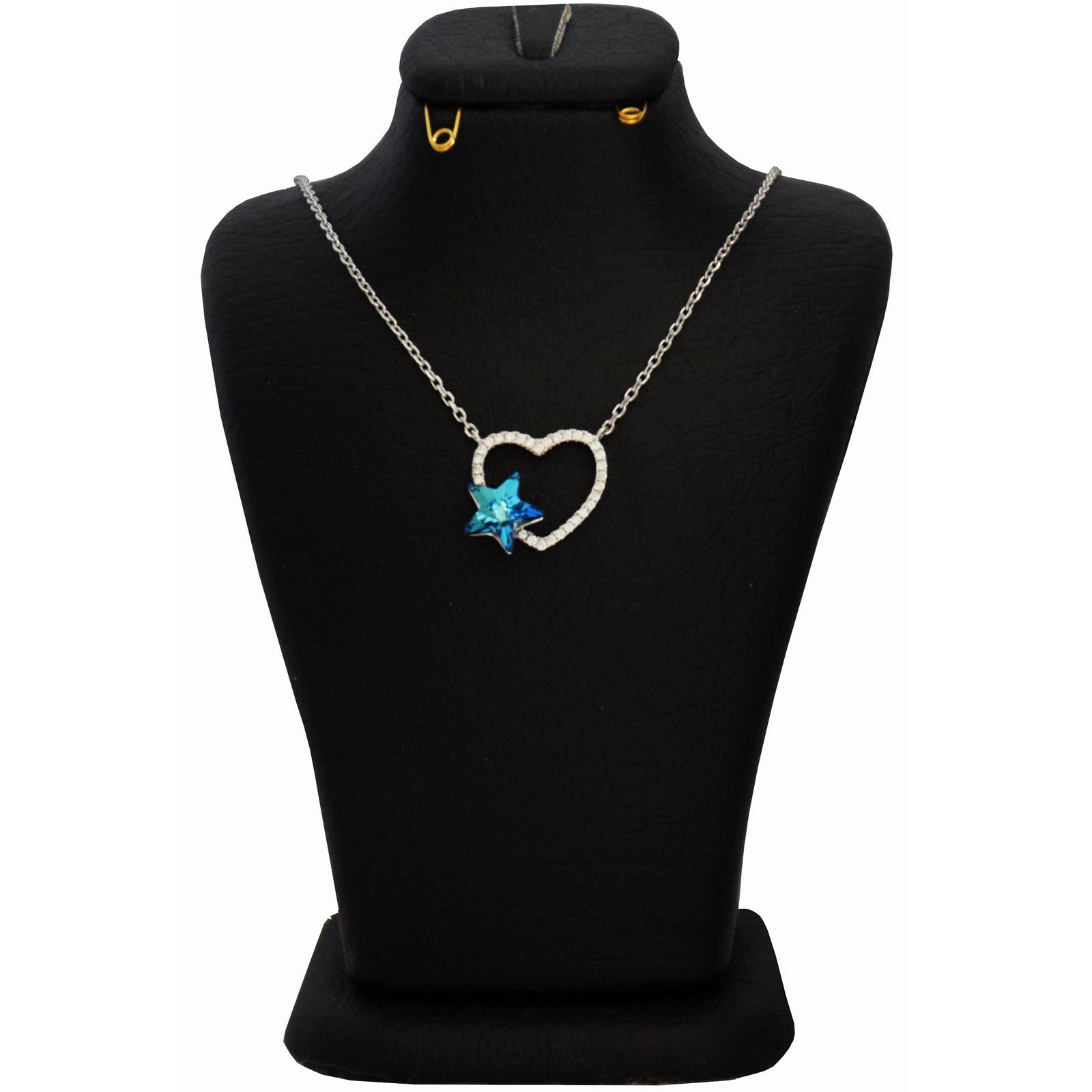 گردنبند نقره زنانه سواروسکی طرح ستاره و قلب کد NB 023 -  - 1
