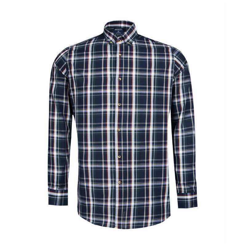 پیراهن آستین بلند مردانه ایندیگو مدل چهارخانه کد 30303 رنگ سرمه‌ای