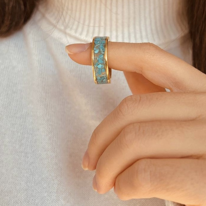 انگشتر زنانه مدل فیروزه طبیعی نیشابور