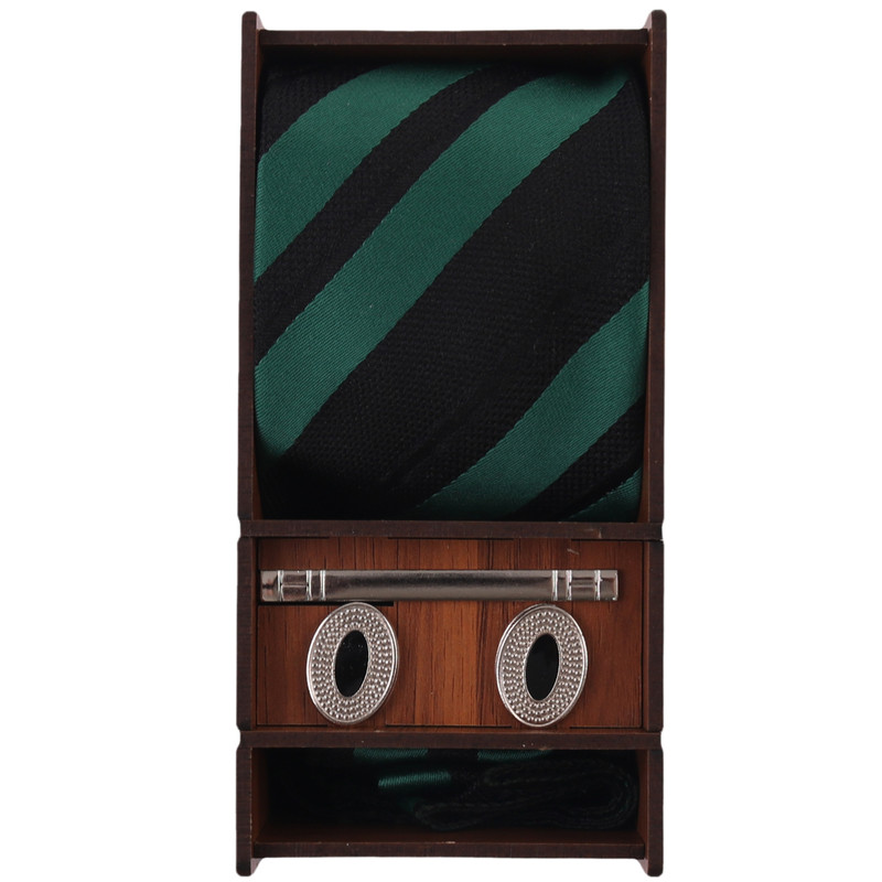 ست کراوات و دستمال جیب و دکمه سردست و گیره کراوات مردانه مدل PJ-111019