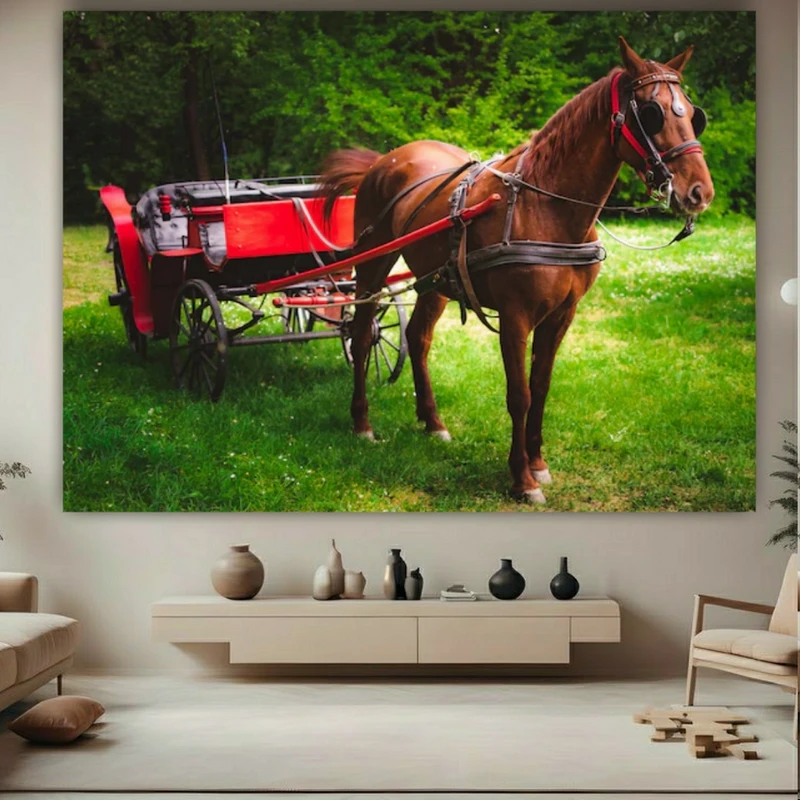 پوستر طرح مخمل اسب اهلی مدل کشاورزی کد FP105630