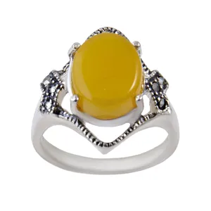 انگشتر نقره زنانه  بازرگانی میلادی عقیق شرف الشمس طرح نگین مارکازیت کد AW_258