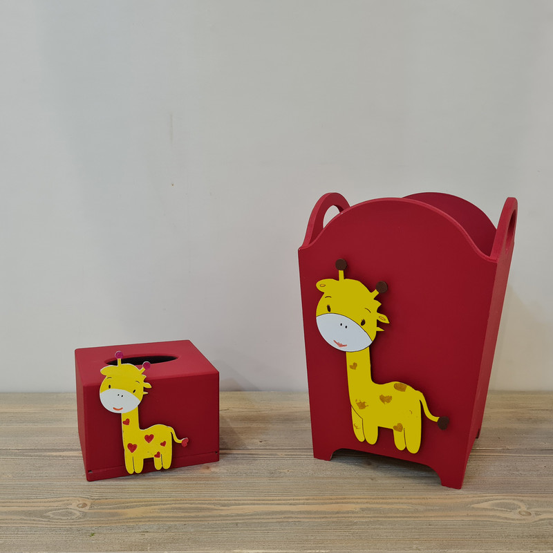 ست سطل و جادستمال کاغذی اتاق کودک مدل زرافه