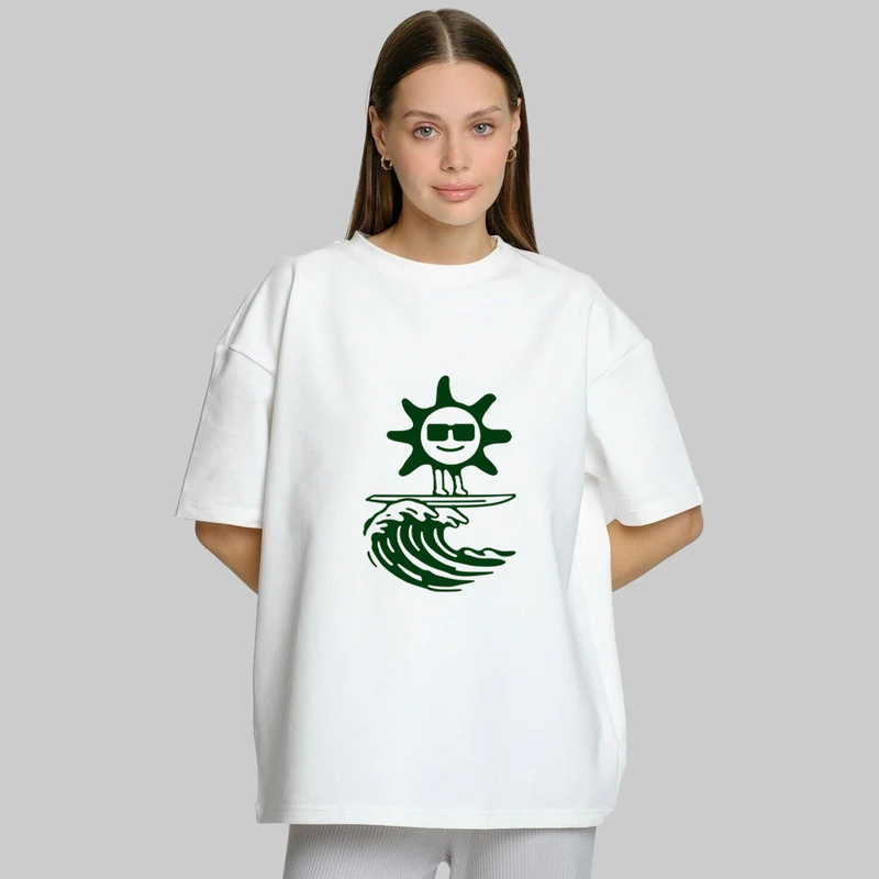 تی شرت آستین کوتاه زنانه پنبه طرح sun