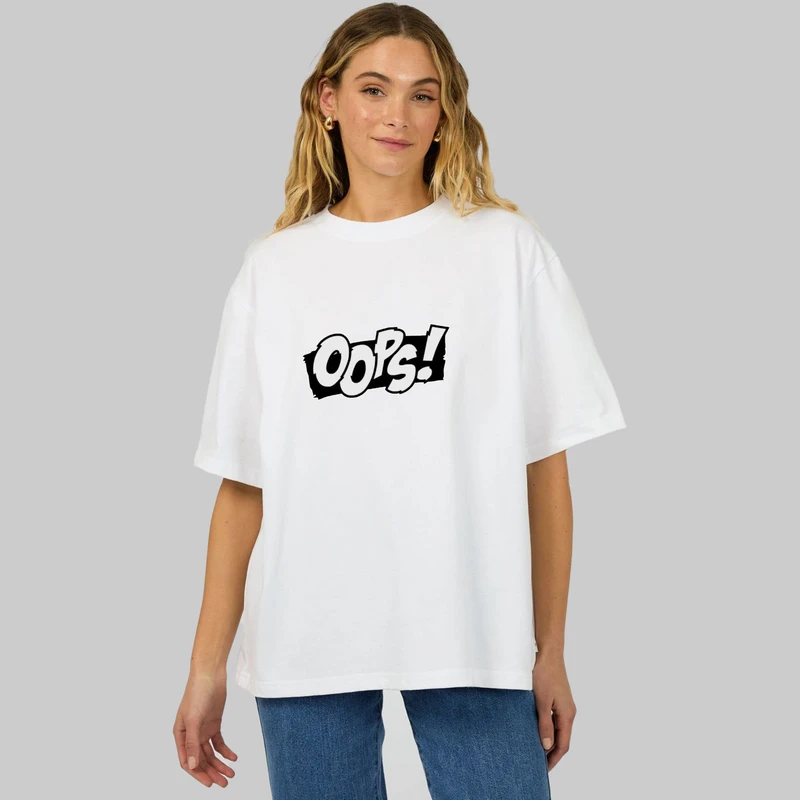 تی شرت آستین کوتاه زنانه پنبه طرح !oops