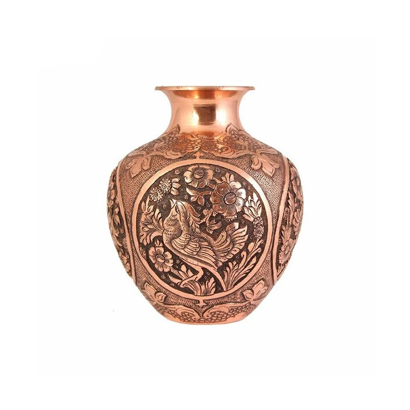 گلدان قلم زنی قهرمانی کد 165005 طرح گل و مرغ