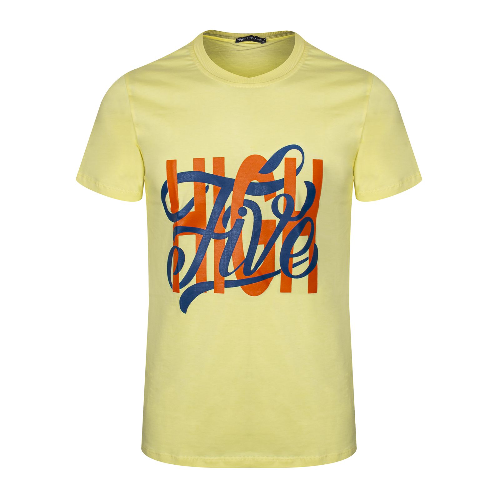 تی شرت آستین کوتاه مردانه ناوالس مدل HIGH FIVE رنگ زرد -  - 1