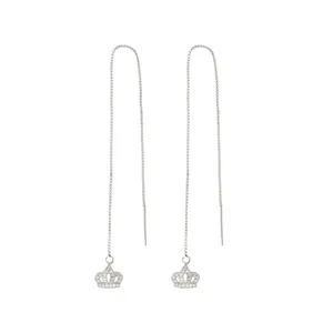 گوشواره آویز نقره زنانه مدل بخیه ای