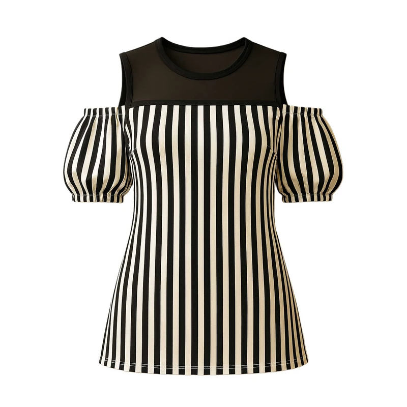 بلوز آستین کوتاه یقه گرد زنانه مدل عروسکی