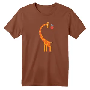 تی شرت آستین کوتاه بچگانه مدل زرافه کد ۲ رنگ موکایی