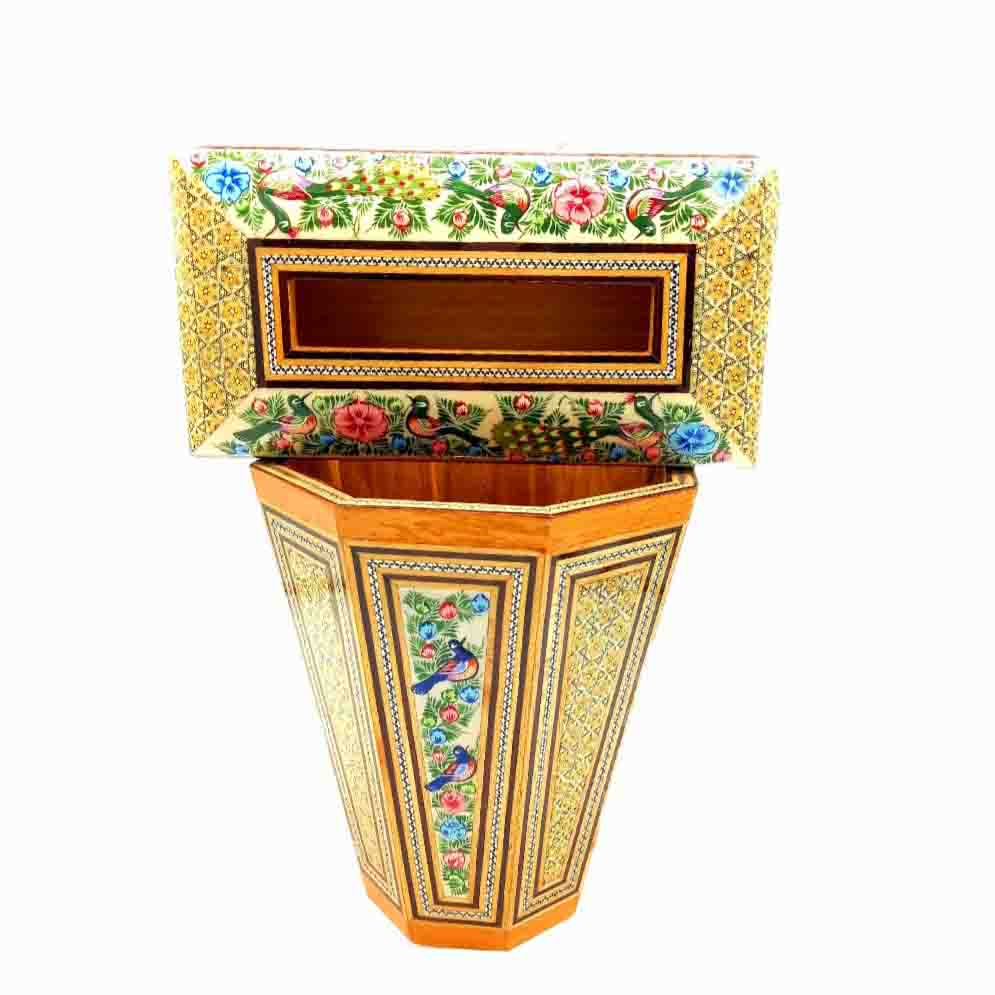 ست جعبه دستمال کاغذی و سطل خاتم کاری کد 01