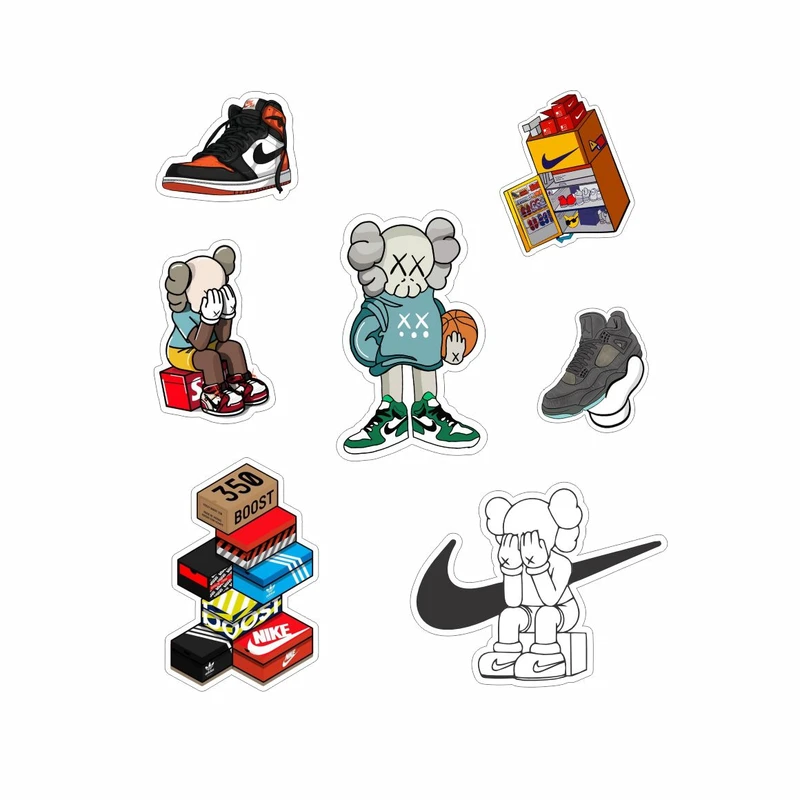 برچسب لپ تاپ طرح nike kaws کد N1 مجموعه 7 عددی